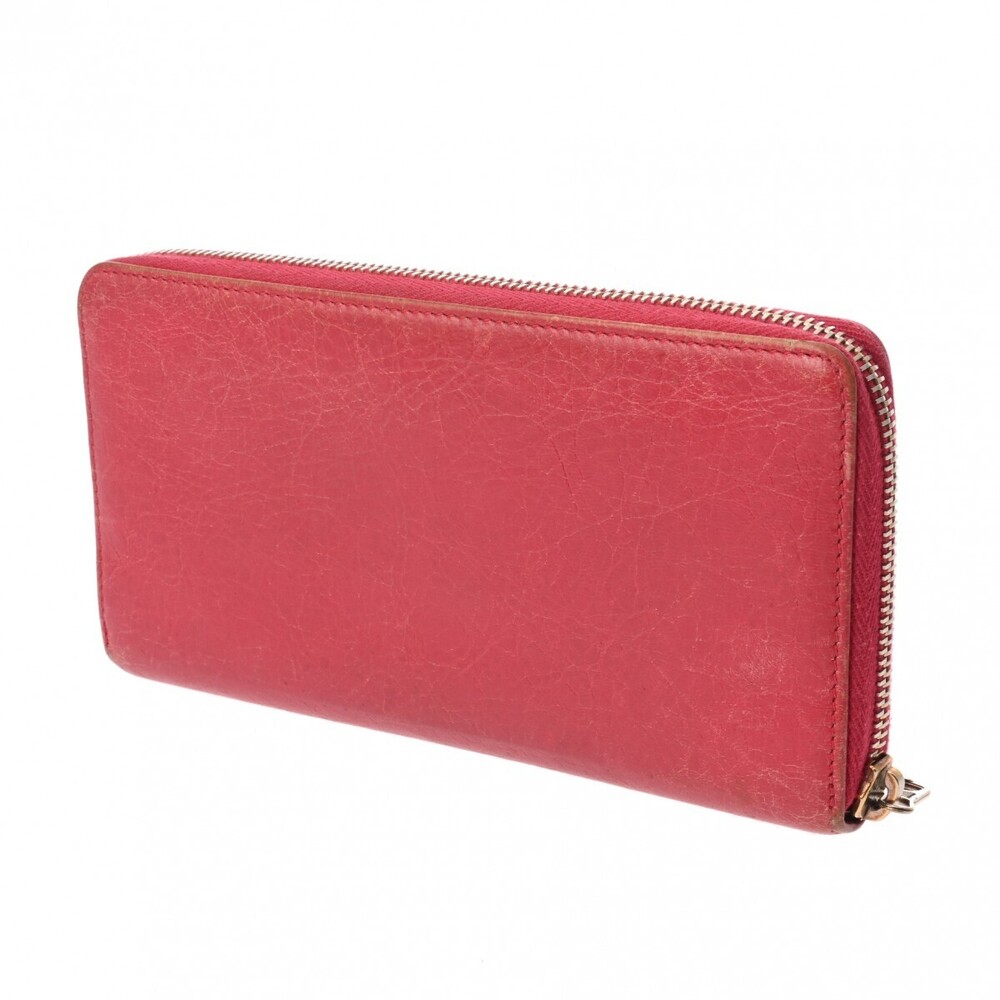 Balenciaga Leather Pink Around Long Wallet Zip